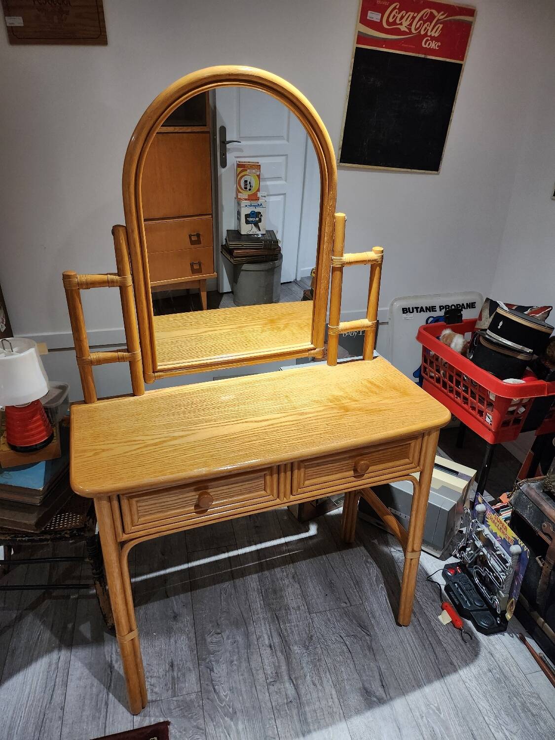 Vintage rattan dressing table