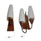 2x Danish Design 50s 60s Wall Lamps, Teak & Brass Sconces