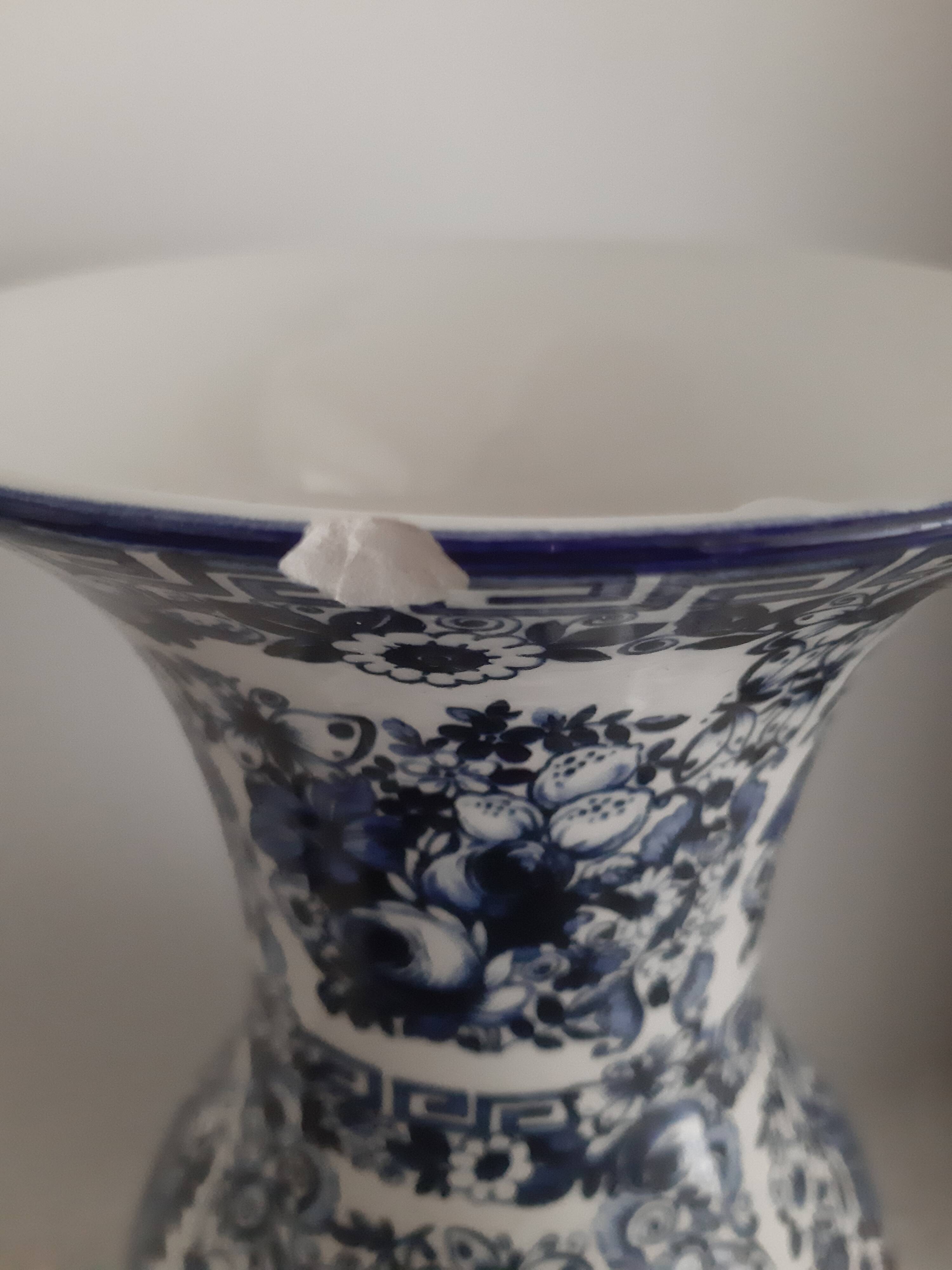Blue and white Delft earthenware vase