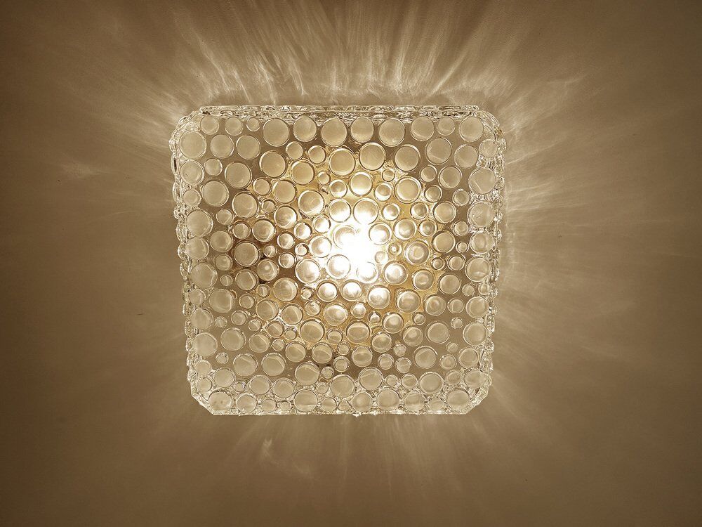 Plafonnier en verre bullé vintage, années 1970