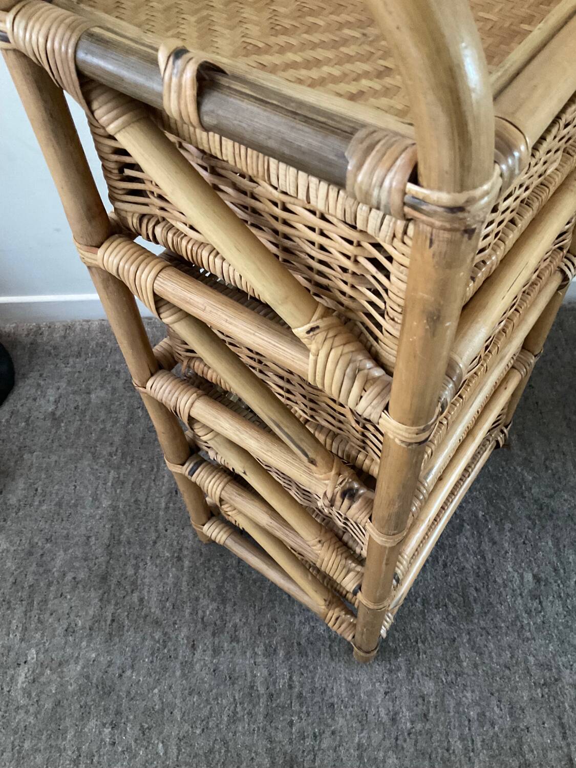 Vintage rattan chiffonier from the 70s