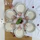 6 Longchamp ironstone dessert plates, Treviso pattern, green earthenware