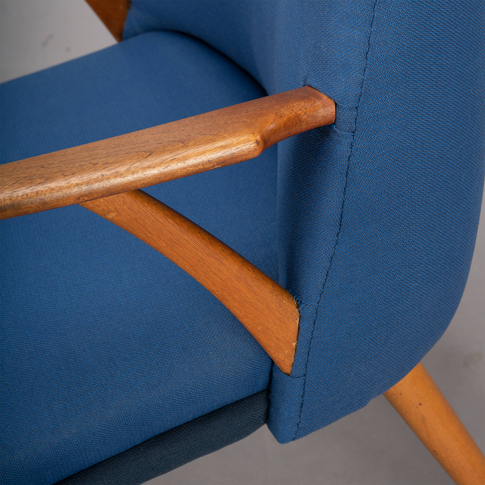 Danish Midcentury Reupholstered Blue Cocktail Chair, 1960s