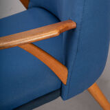 Danish Midcentury Reupholstered Blue Cocktail Chair, 1960s