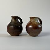 Pair of small Jacky Coville stoneware pitchers, 1970