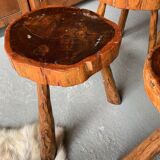 Set of 7 stools + 1 coffee table - brutalist movement