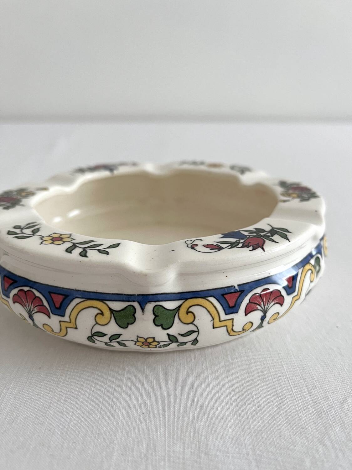 Cendrier rond vintage en faïence Digoin Sarreguemines