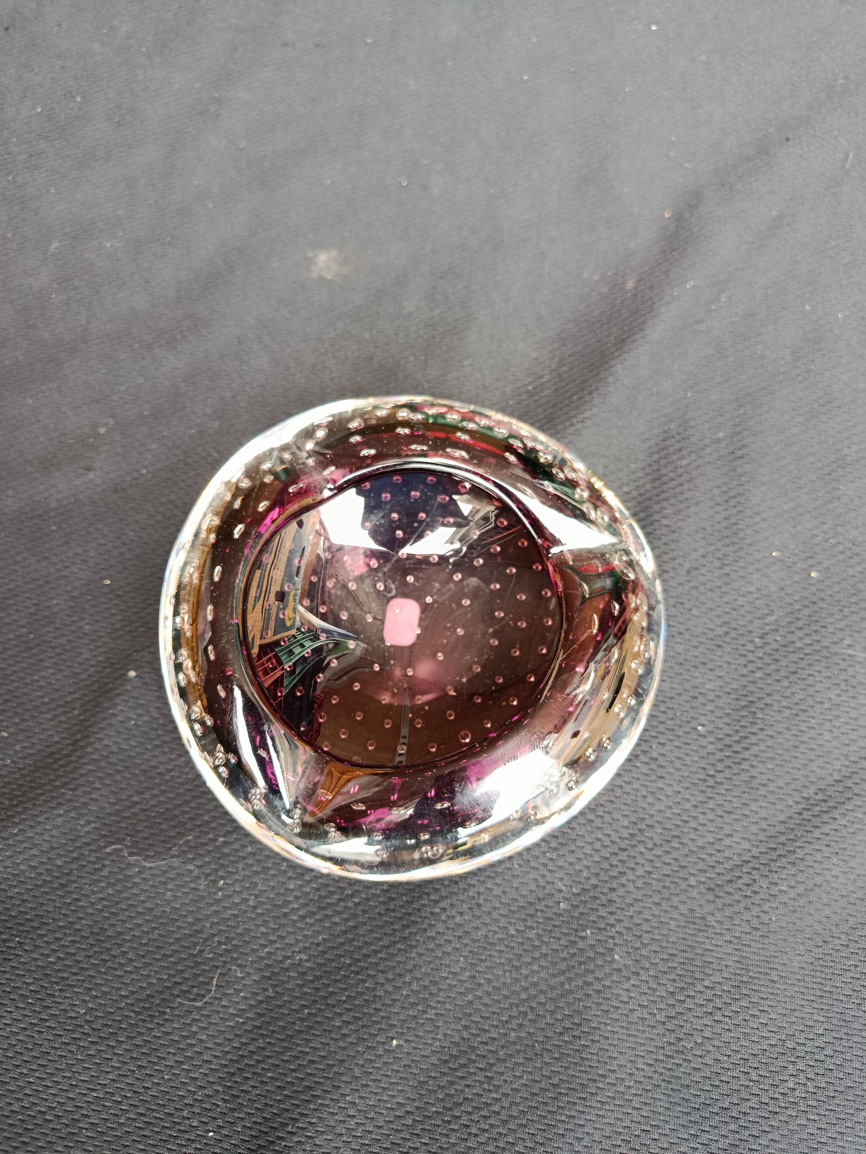 Purple bubble glass ashtray