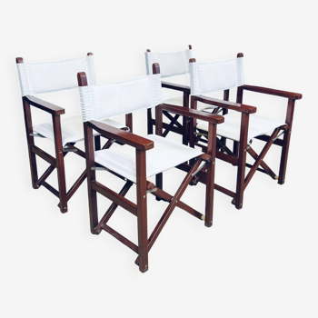 Set of 4 folding director's terrace chairs Deauville Vlaemynck Frabce