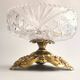 French Art Deco late centrepiece, carved crystal and bronze, 1950s.
