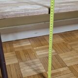 Vintage wooden and metal nursery school bench, 2 m