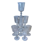 Lot de 9 verres à vin en cristal gravé début xxème