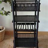 Vintage 50's black lacquered bamboo trolley