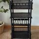 Vintage 50's black lacquered bamboo trolley