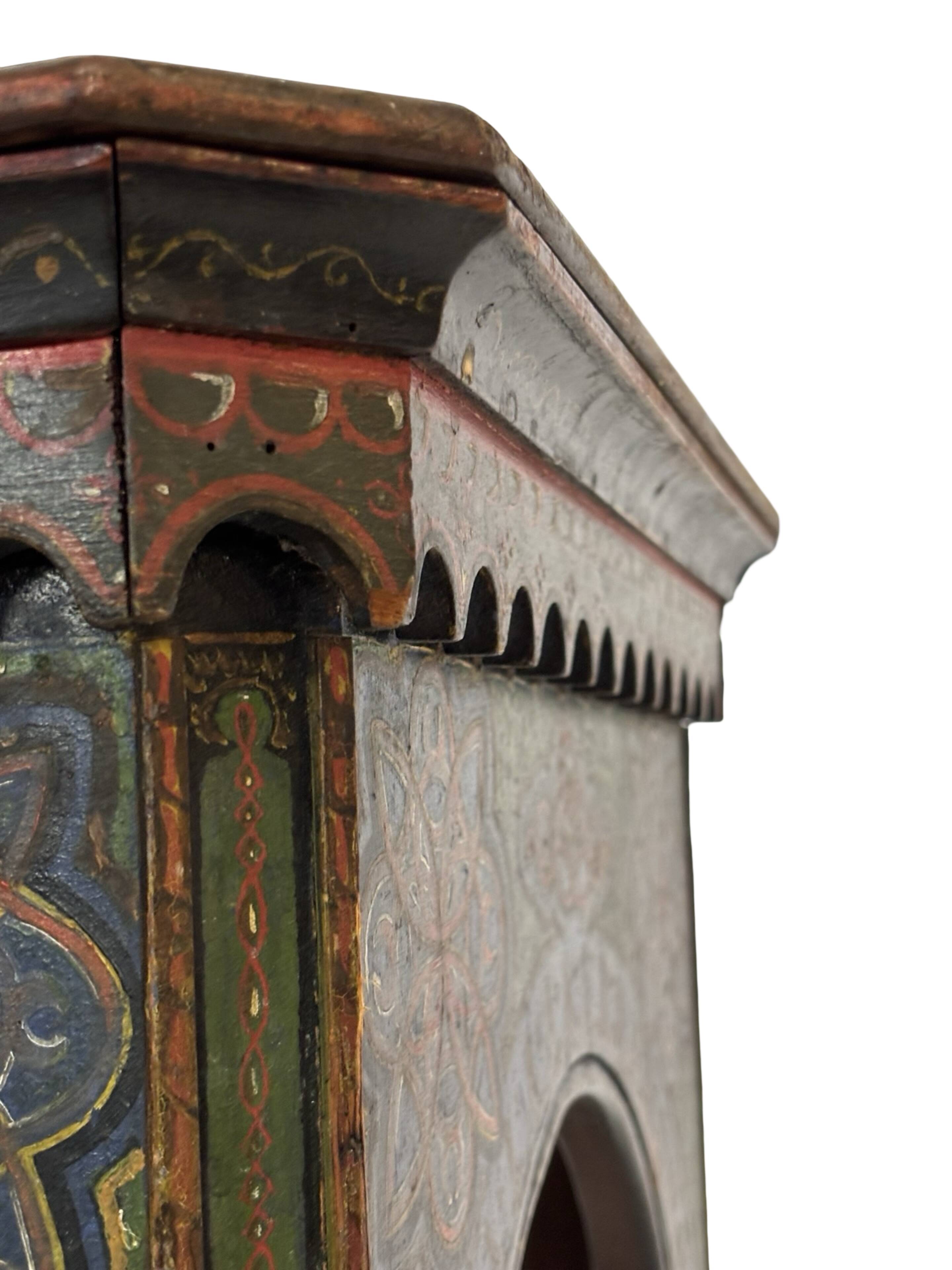 Antique hand-painted Moroccan Moorish Zouak side table