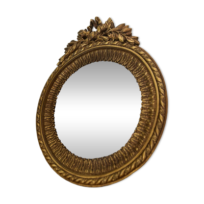 Miroir convexe rond doré avec moulures - miroir de sorcière