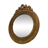 Round golden convex mirror with mouldings - witch's mirror