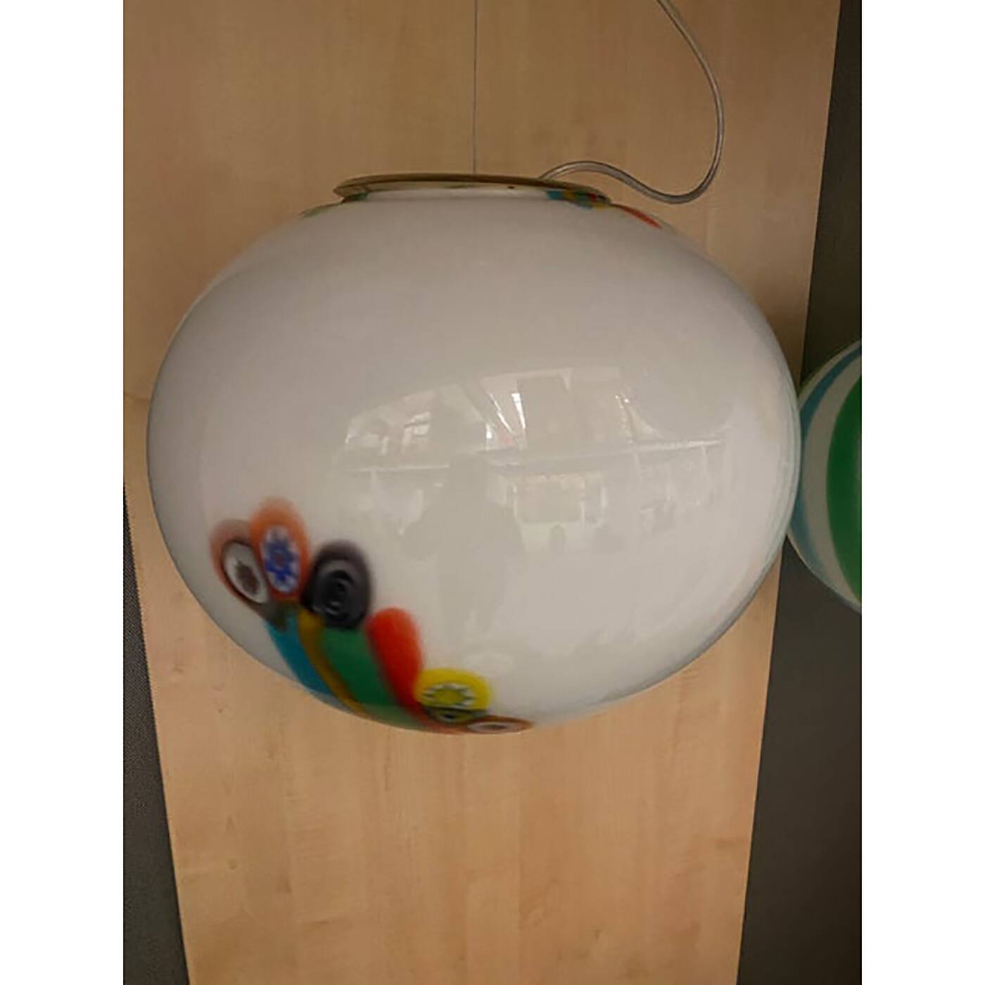 Contemporary Clear With Murrise Multicolors Pendant Italian