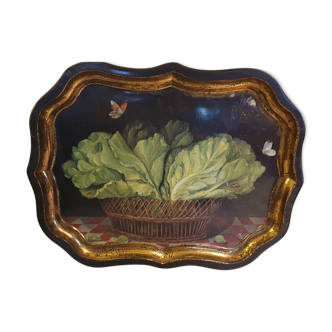 English painted metal tray