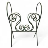Vintage wrought iron magazine rack – handcrafted scrolls –