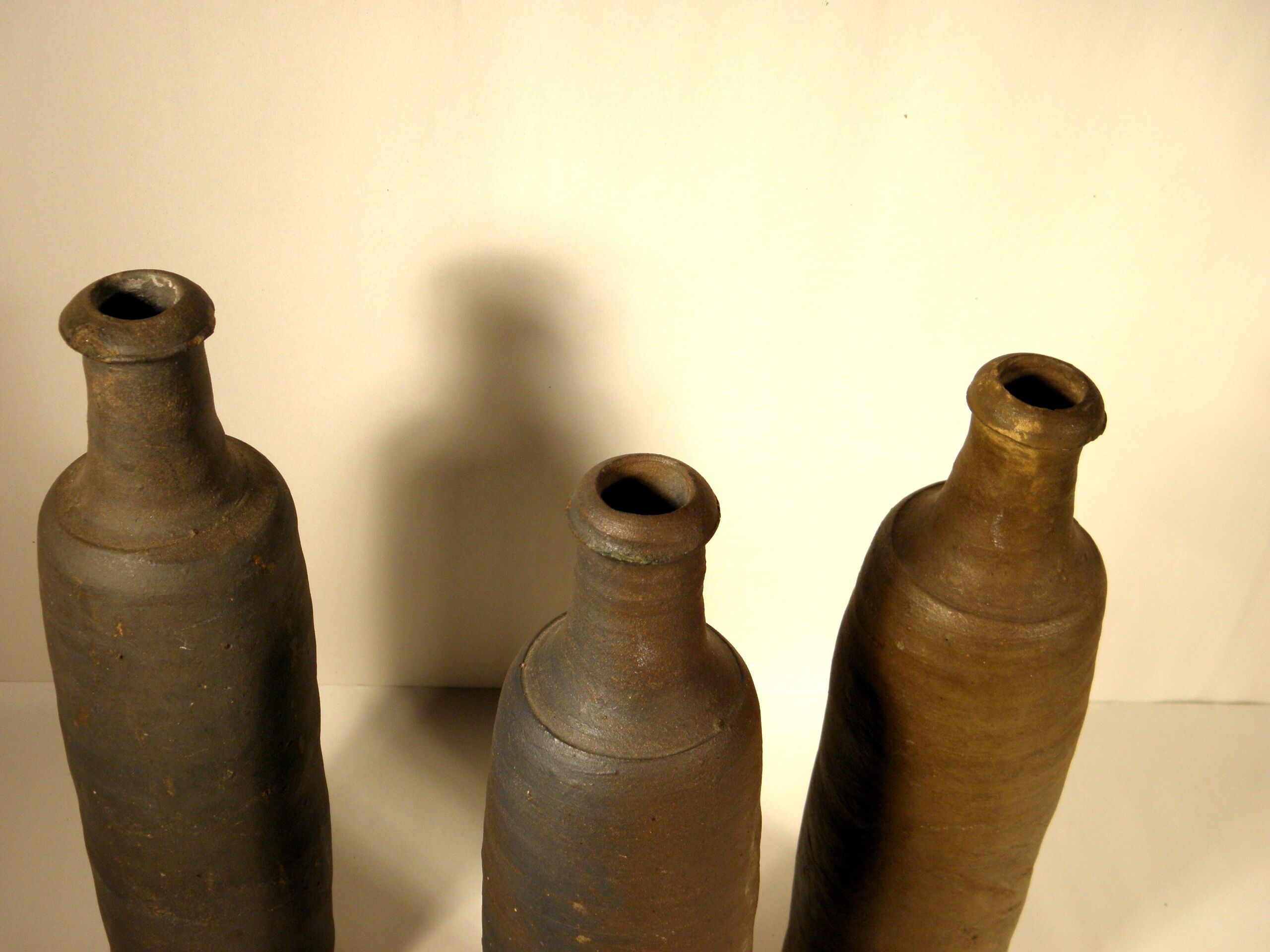 Set of three stoneware bottles