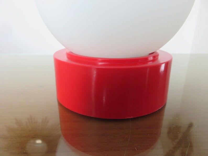 Plastic lamp red opaline ball white 80s 90 era Memphis