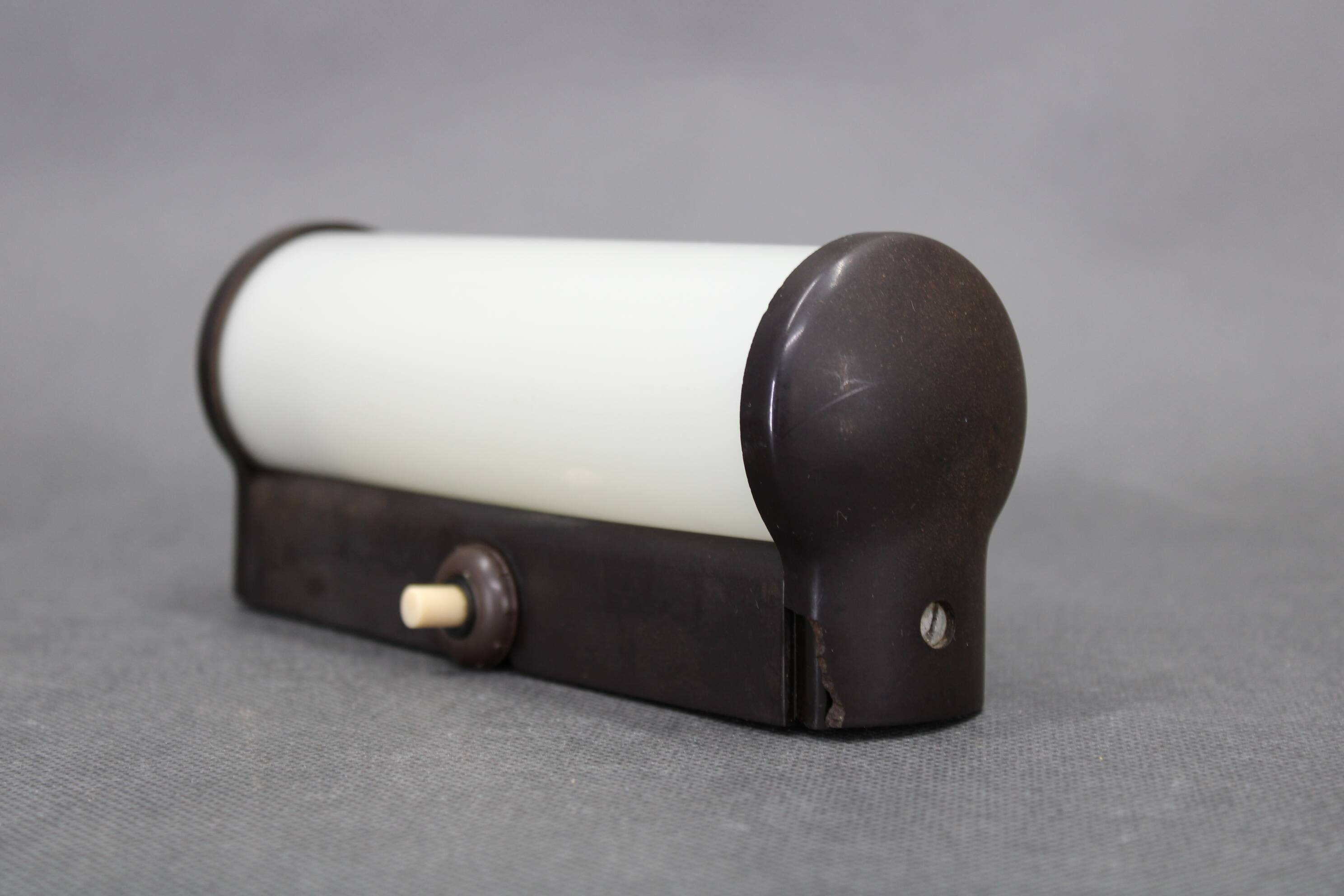 Czechoslovak Art Deco Bakelite Tubular Wall Light with Milk Glass, 1940s