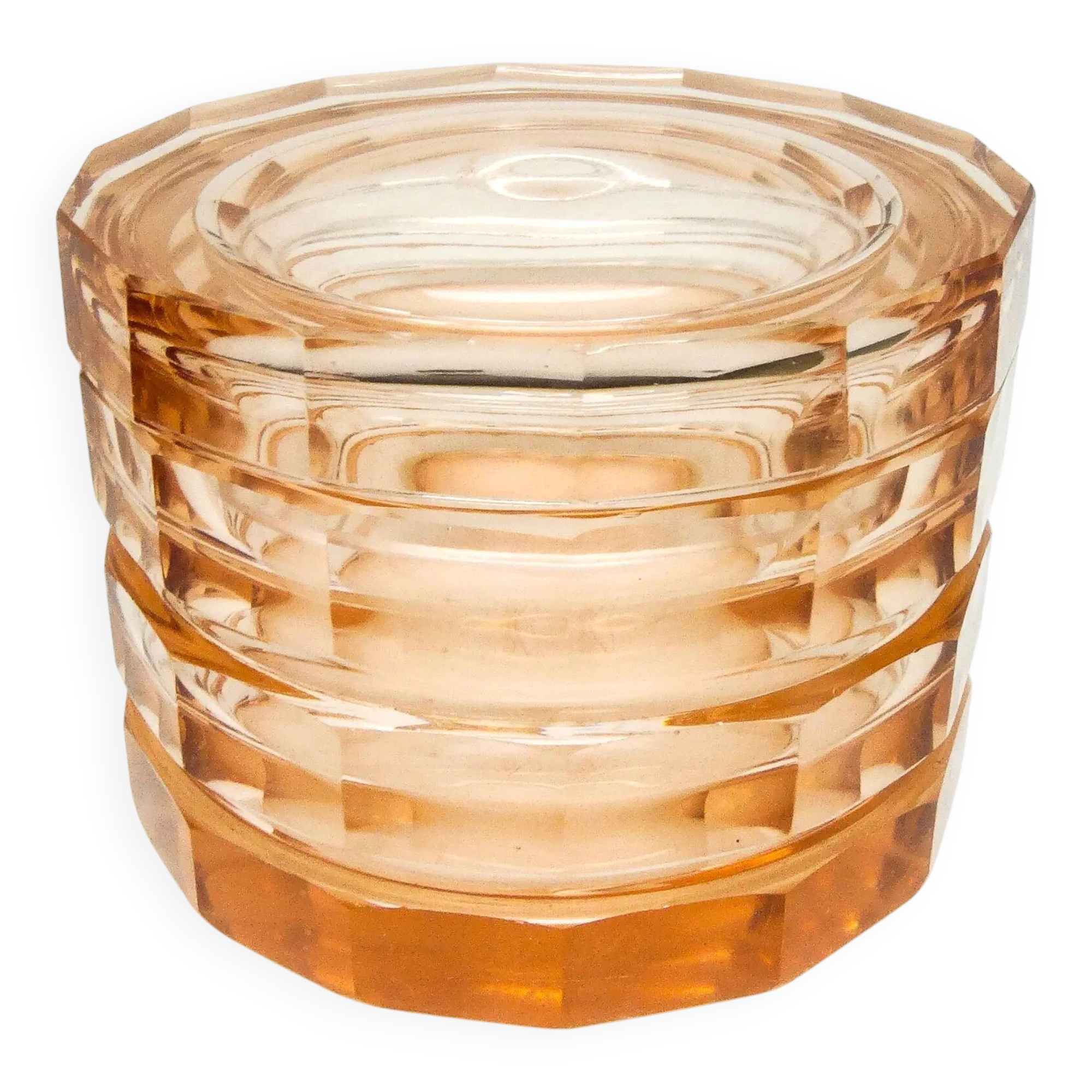 Bonbonnière Art Déco, cristal, Bohême, Tchécoslovaquie, années 1930