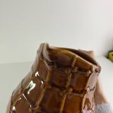 Large Saint-Clément vintage brown rope pitcher 1950