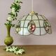 Vintage mother-of-pearl and brass lampshade pendant light with fruit decorations (2)