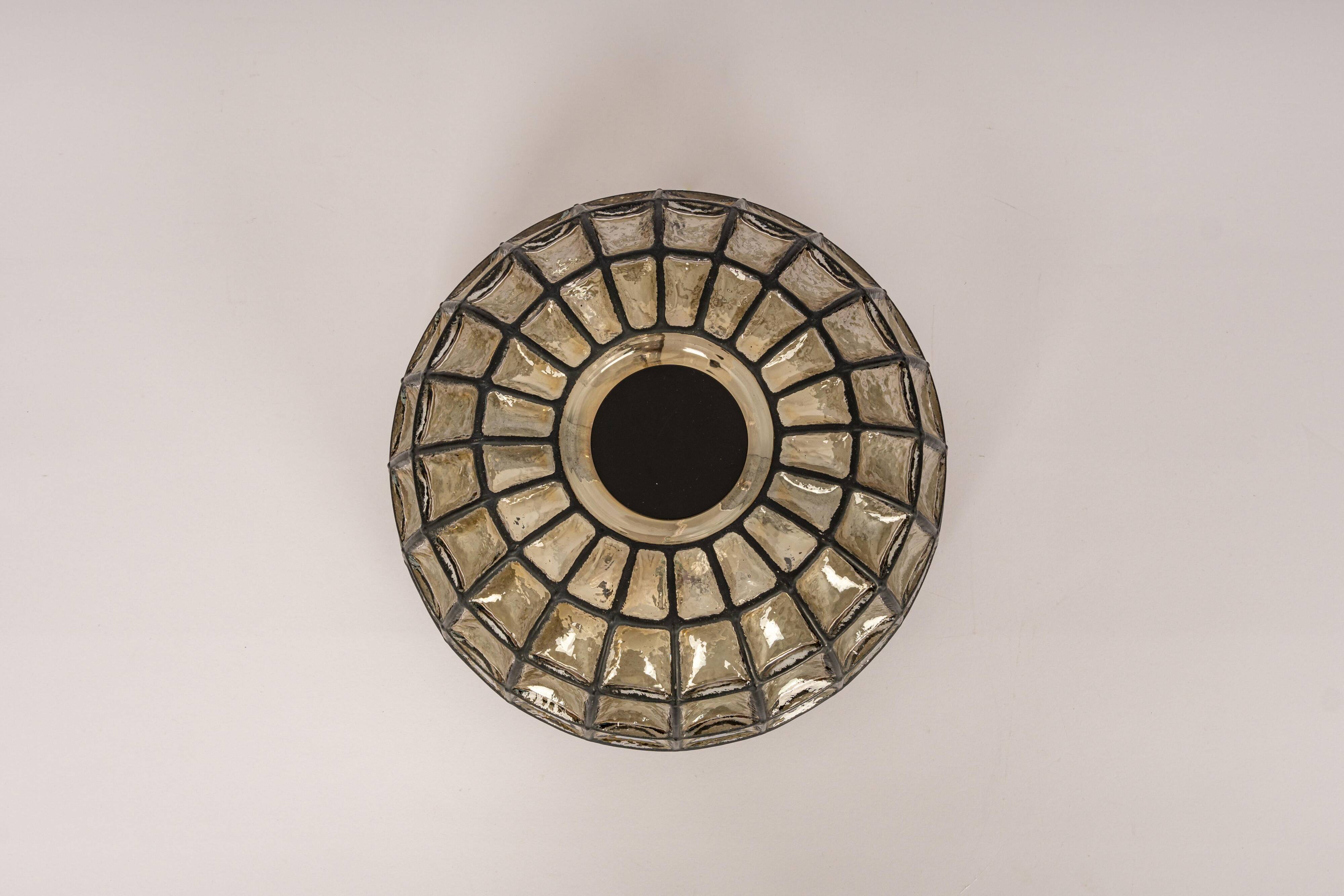 Ceiling lights in iron and clear glass by Limburg, Germany, 1960s.