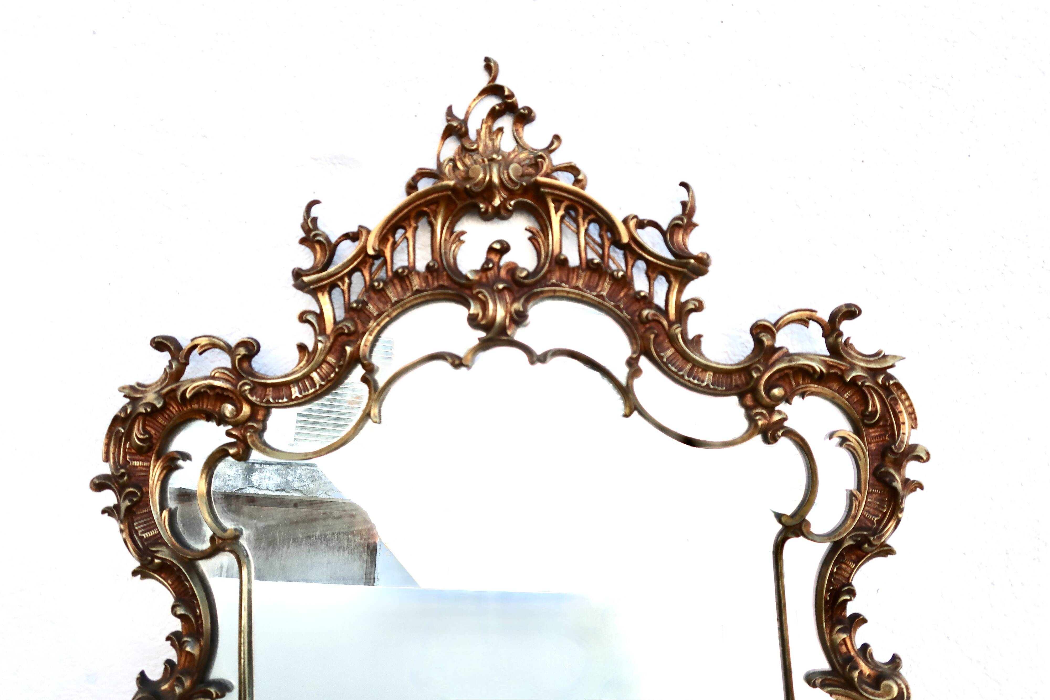 19th century baroque bronze mirror h= 104 cm
