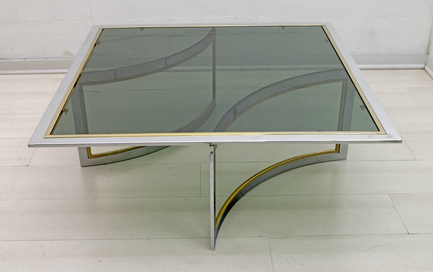 Mid-Century Modern Italian Chrome and Brass Coffee Table, 1970s