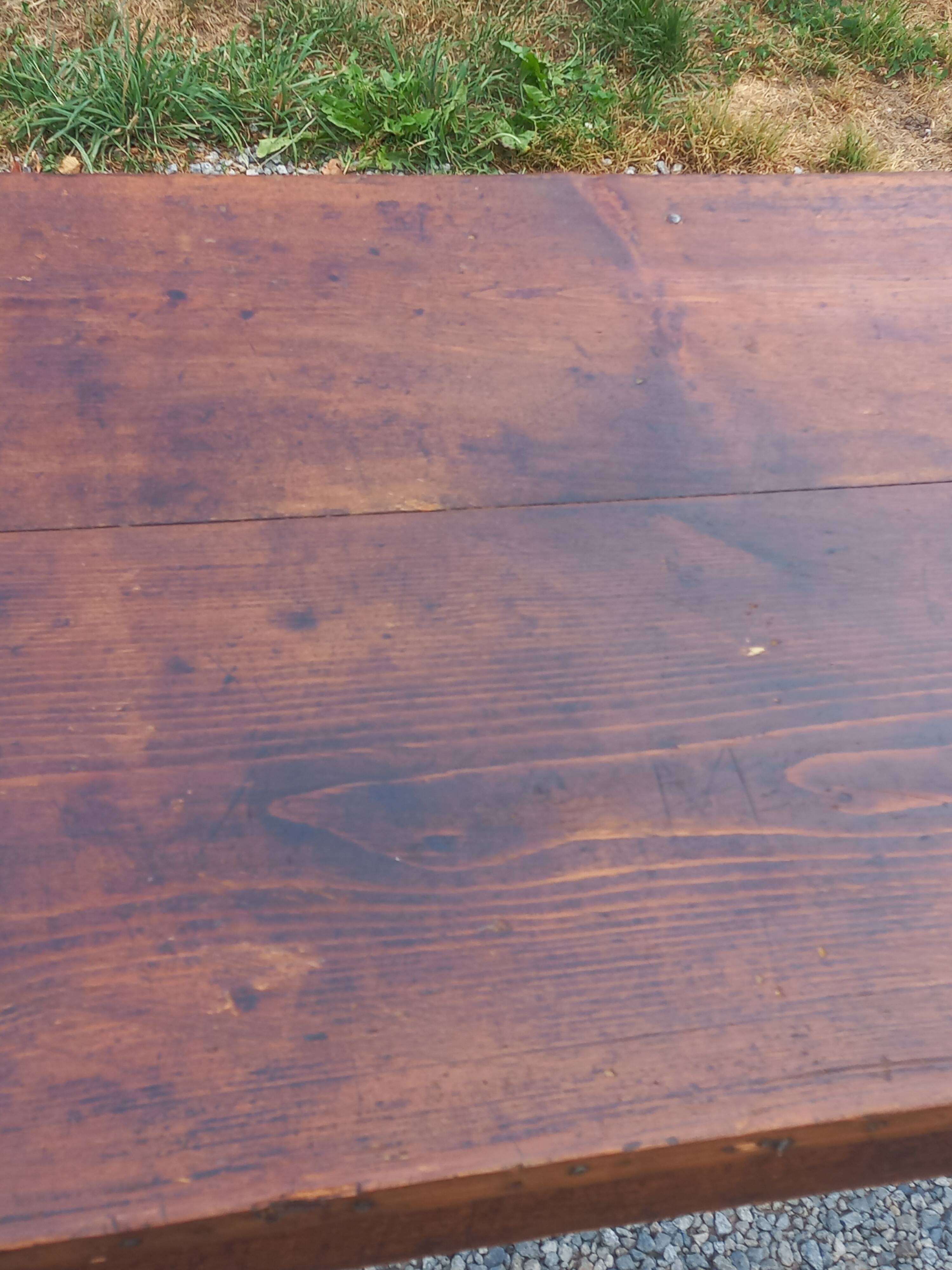 19th century farmhouse table with spindle legs, 225cm