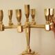 Swedish vintage brass seven arm candelabra by Gusum