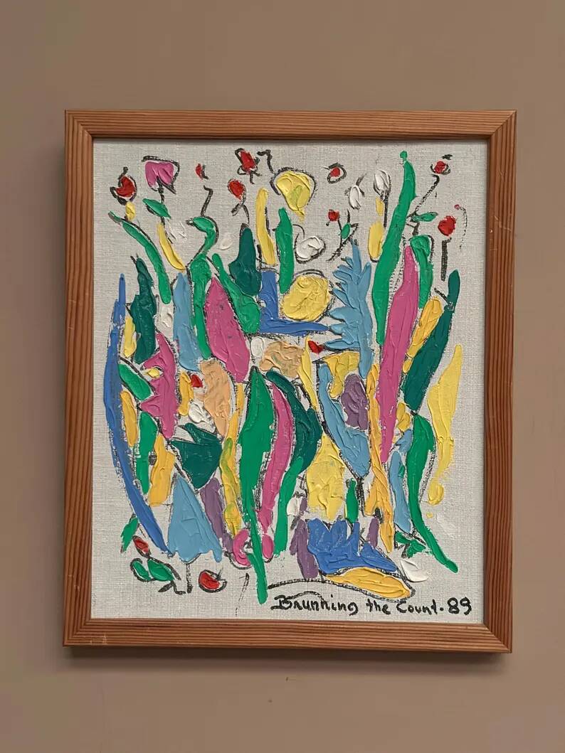 Original Swedish Oil on Canvas – “Brunning the Count ” by Leif Brünning – Dated 1989 – Vintage & Framed