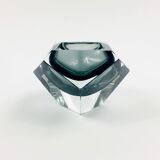 Diamond-Shaped Murano Faceted Glass Sommerso Ashtray/Vide Poche by Flavio Poli for Seguso, Italy