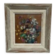 Mid-Century Oil on Panel “Flowers” by Unknown, Vintage & Framed