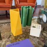 Space age yellow ceramic vase, Pietro Arosio, Parravicini Italy ca. 1960