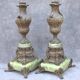 Pair of antique French Art Nouveau bronze vases on a marble base, fireplace decoration, 1800s, Châteaucore cassolettes, unique piece.