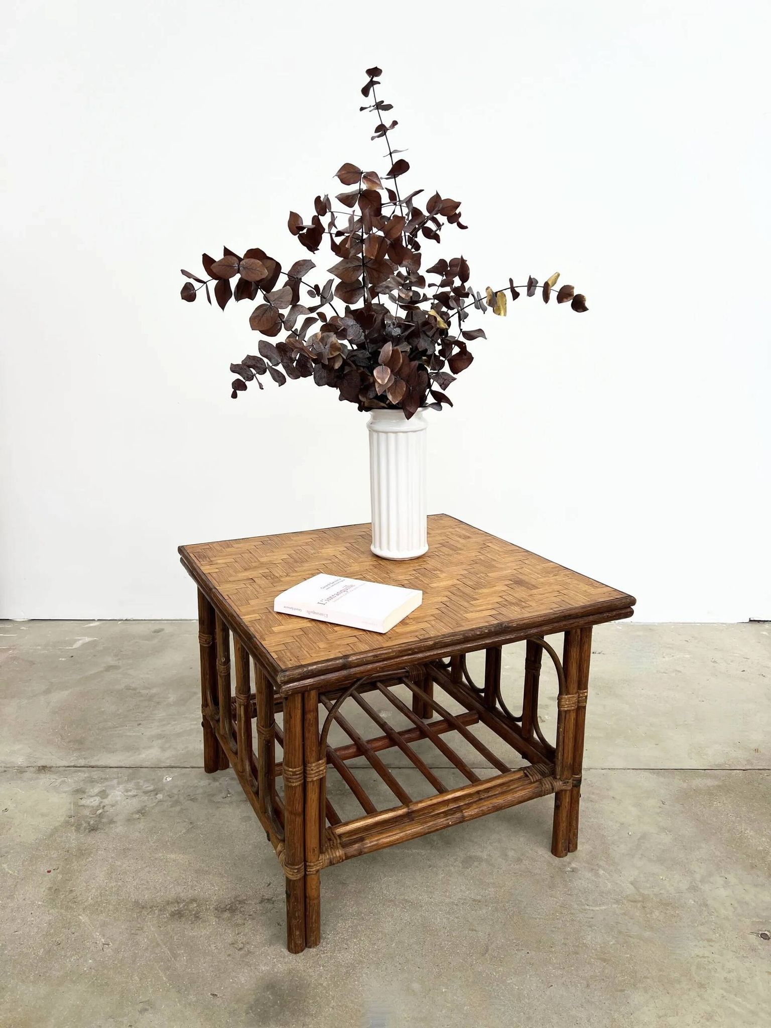 Table Basse Carrée en Rotin & Bambou – Plateau Amovible