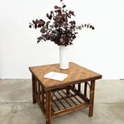 Table Basse Carrée en Rotin & Bambou – Plateau Amovible