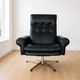 Vintage Danish mid-century black leather swivel chair 1970s