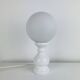 Turned wood lamp with opaline glass globe, 1970s
