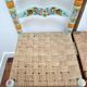 Two chairs patinated polka dots and painted wood folk art seat vintage straw