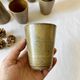 Set of 12 glazed stoneware cups, Digoin Stoneware Pots