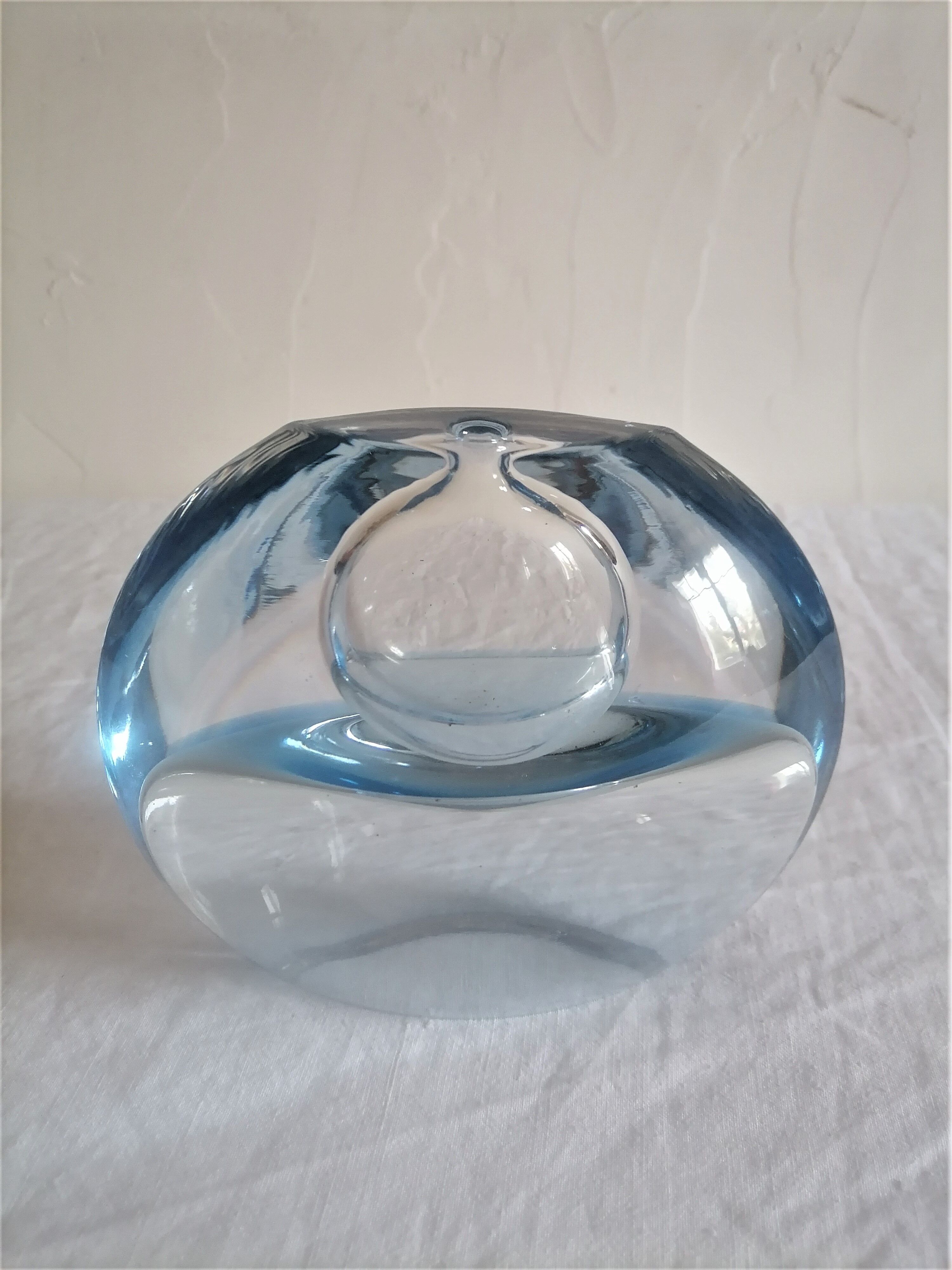 Ancient soliflore vase in bluish glass
