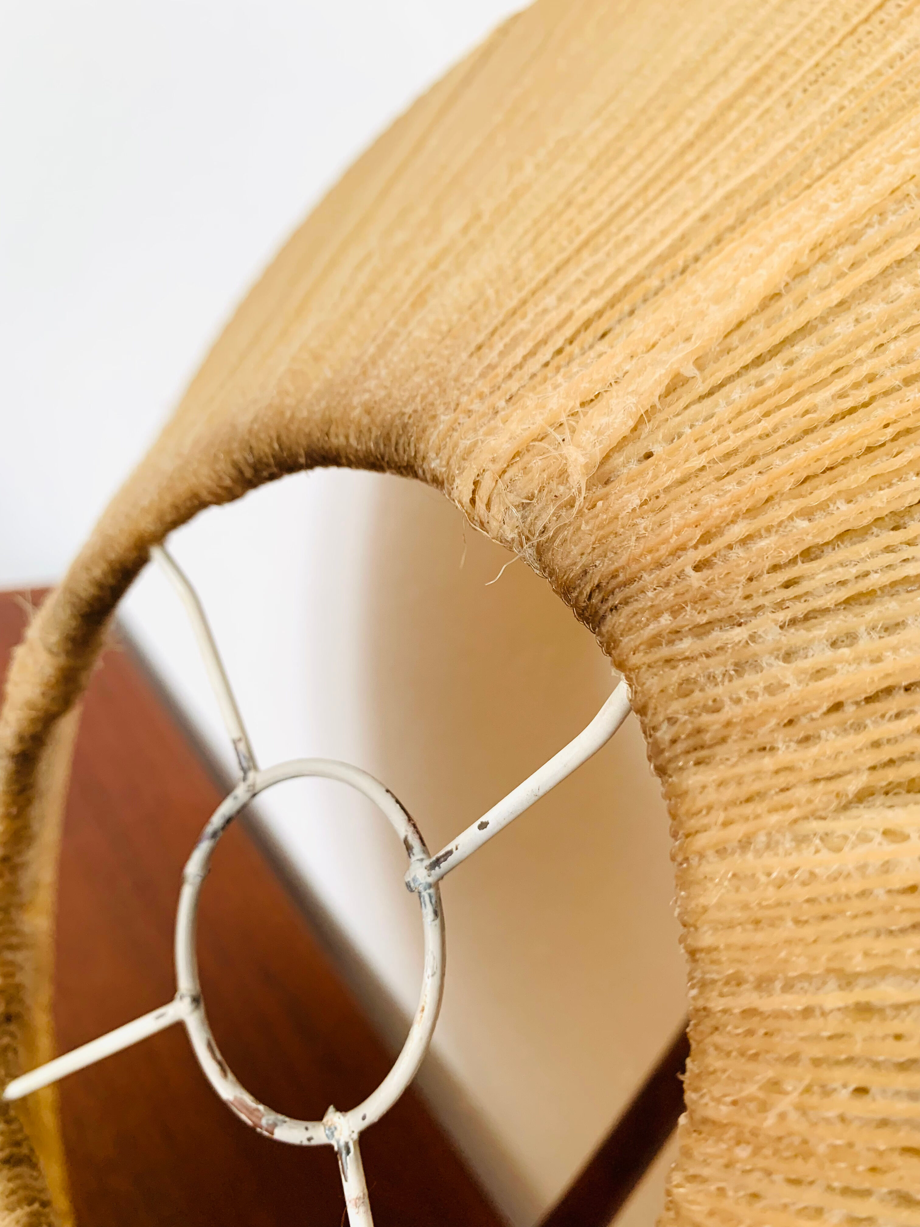 Raffia bast and teak pendant lamp by Temde