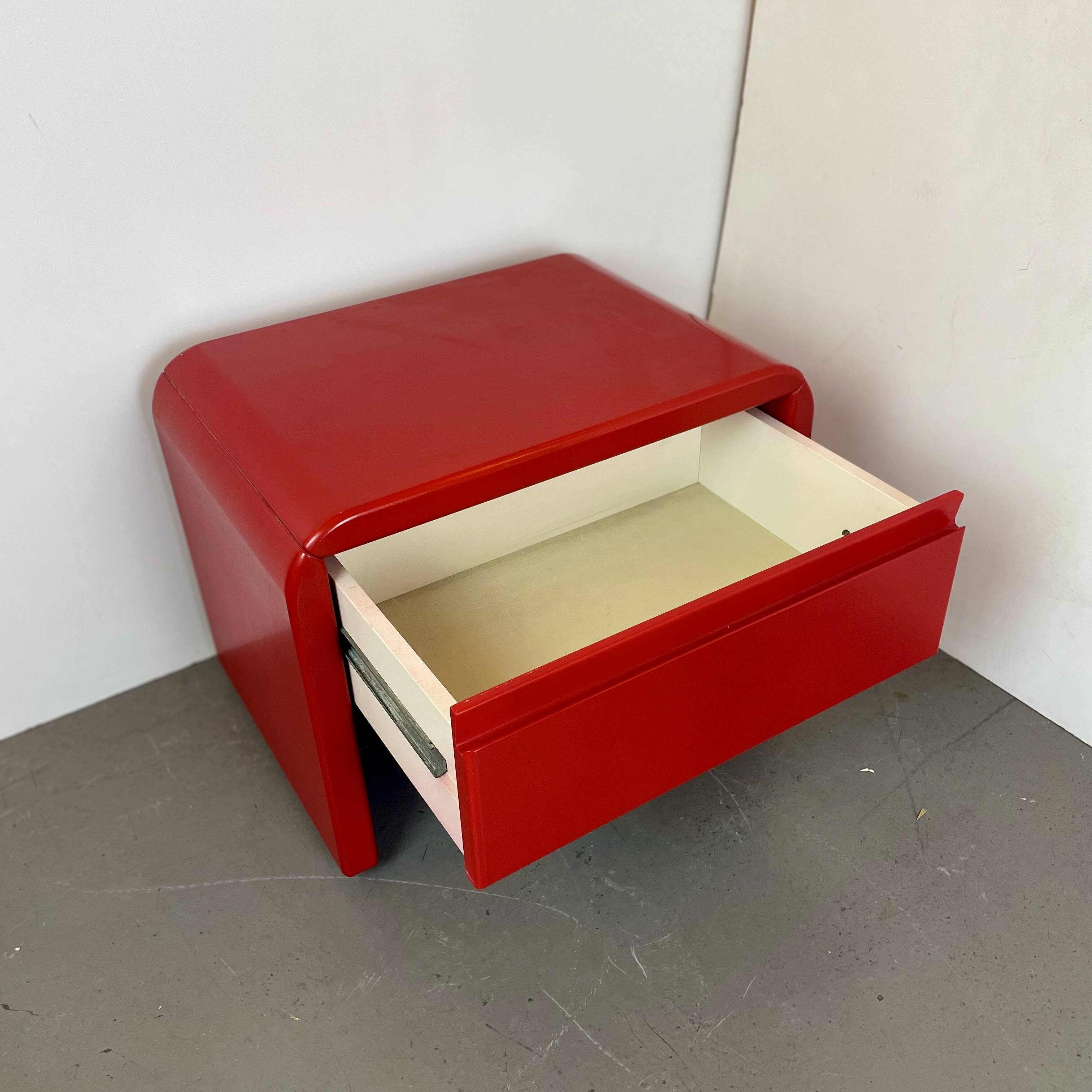 Pair of red bedside tables, 1980s