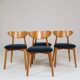 Vintage Scandinavian boucle navy blue chairs set of 4